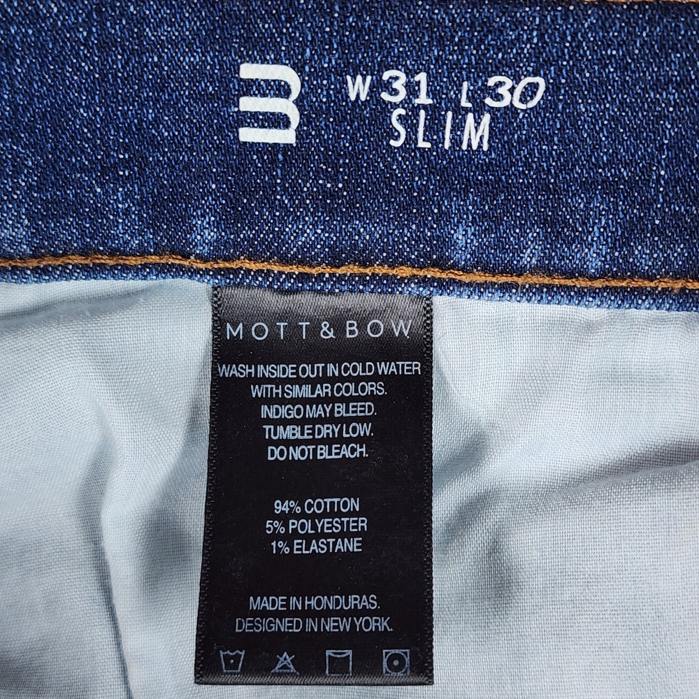 Mott & Bow Jeans Mens 31x30 Slim Fit Medium Wash Stretch Denim Excellent - Picture 10 of 14